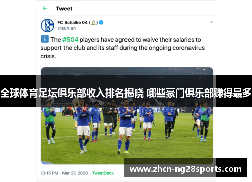 全球体育足坛俱乐部收入排名揭晓 哪些豪门俱乐部赚得最多